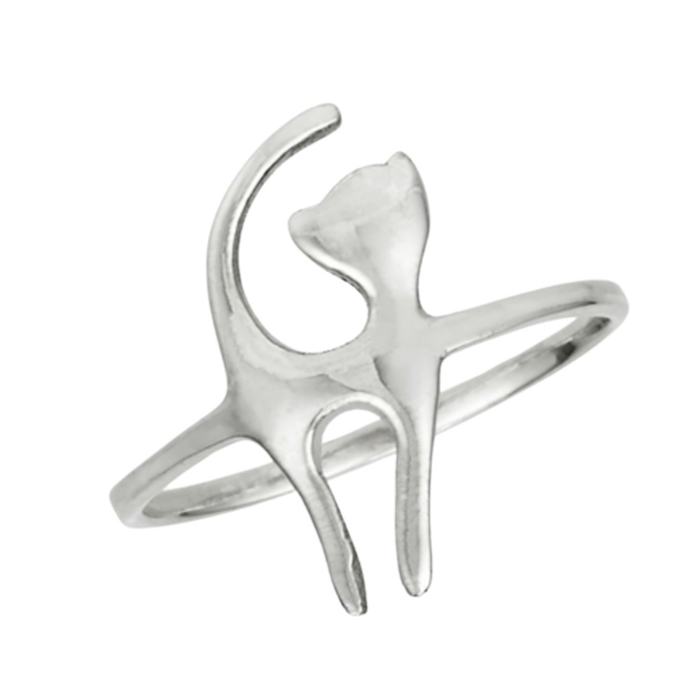Sterling Silver High Polish Cat Ring – Size 8